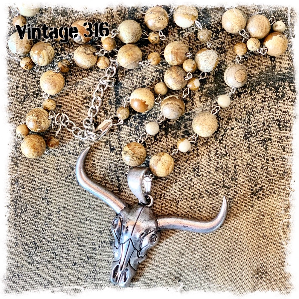 Beaded Longhorn Rosary Necklace